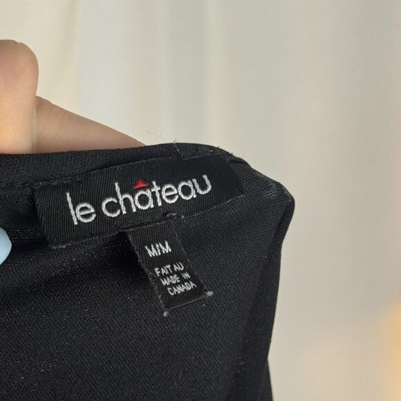 Vintage Le Château Black Mesh Asymmetric Dress Medium - Picture 7 of 7